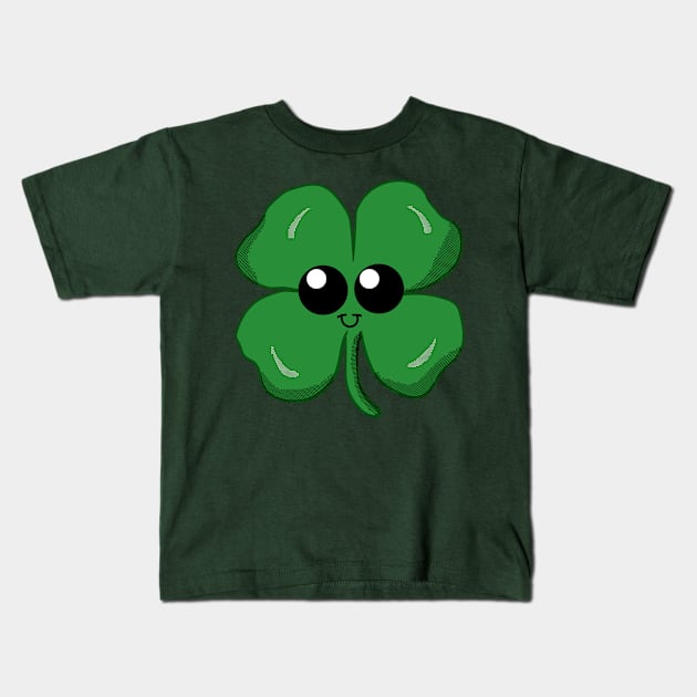 Kawaii Four Leaf Clover Kids T-Shirt by Eric03091978